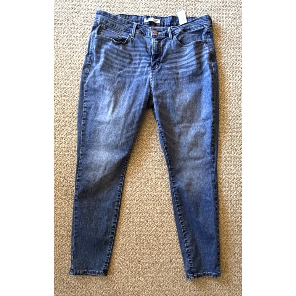 Signature Levi Strauss & Co Womens Blue Mid Rise Denim Skinny Jeans Distressed